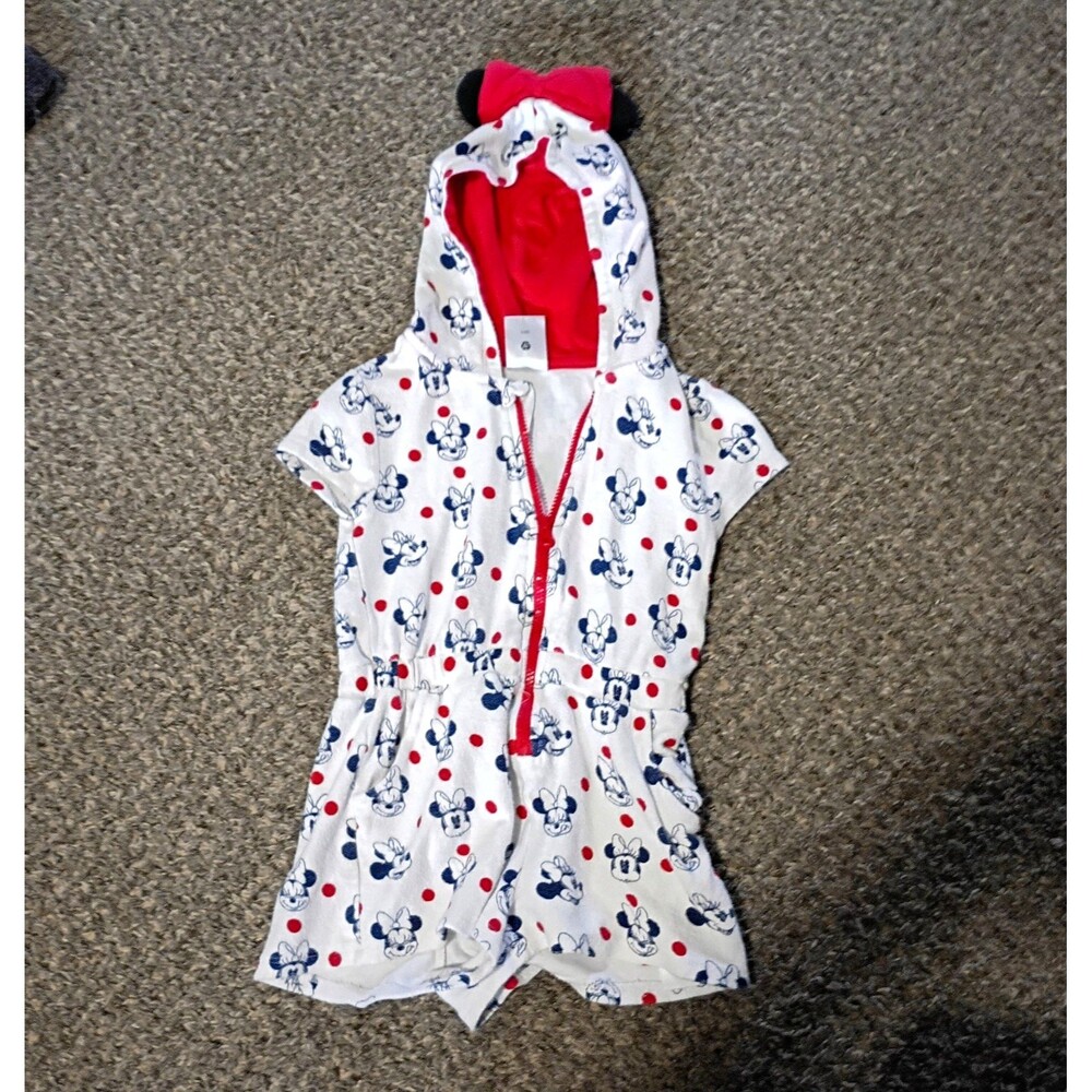 Disney Minnie Mouse Hooded Fleece One-Piece Zip Sleepwear Polka Dot 12-18M